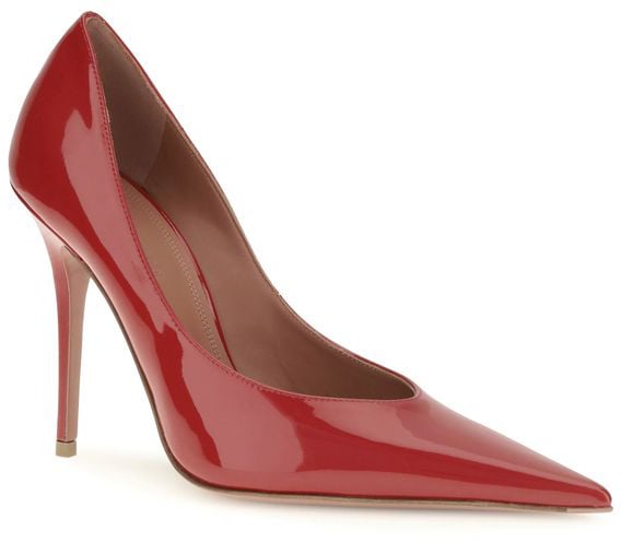 Amina Muaddi Red Calf Leather Bos Taurus High Heel Pumps