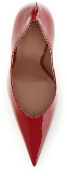 Amina Muaddi Red Calf Leather Bos Taurus High Heel Pumps