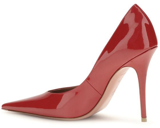 Amina Muaddi Red Calf Leather Bos Taurus High Heel Pumps