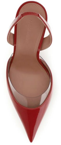 Amina Muaddi Red Calf Leather Bos Taurus High Heel Pumps
