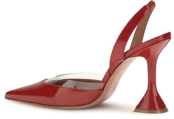 Amina Muaddi Red Calf Leather Bos Taurus High Heel Pumps