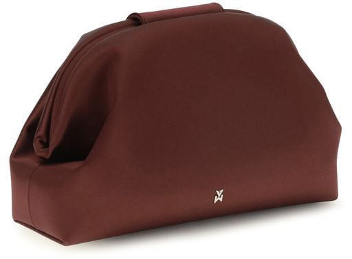 Amina Muaddi Bordeaux Satin Shoulder Bag