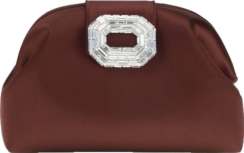 Amina Muaddi Bordeaux Satin Shoulder Bag
