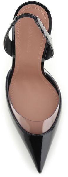 Amina Muaddi Black Calf Leather Bos Taurus High Heel Pumps