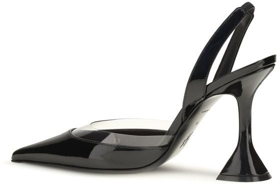 Amina Muaddi Black Calf Leather Bos Taurus High Heel Pumps