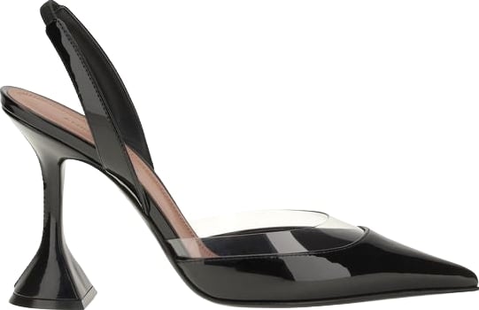 Amina Muaddi Black Calf Leather Bos Taurus High Heel Pumps