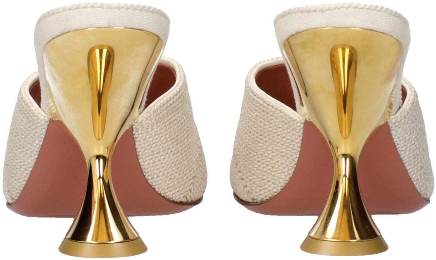 Amina Muaddi Beige Fabric Slippers