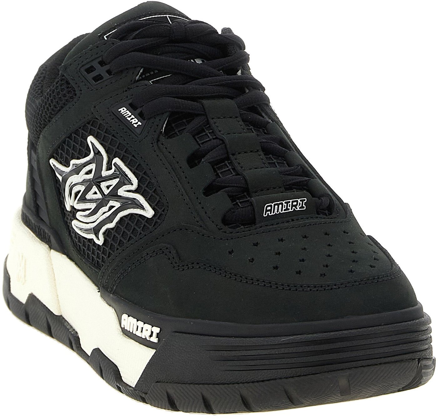 Black Mesh Upper Logo Sneakers