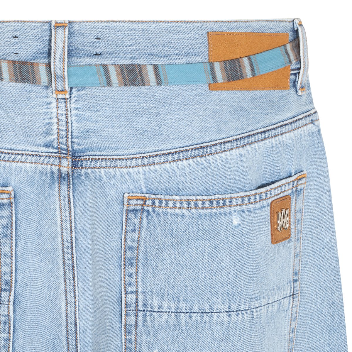 Light Blue Wide-Leg Jeans with Distressed Details
