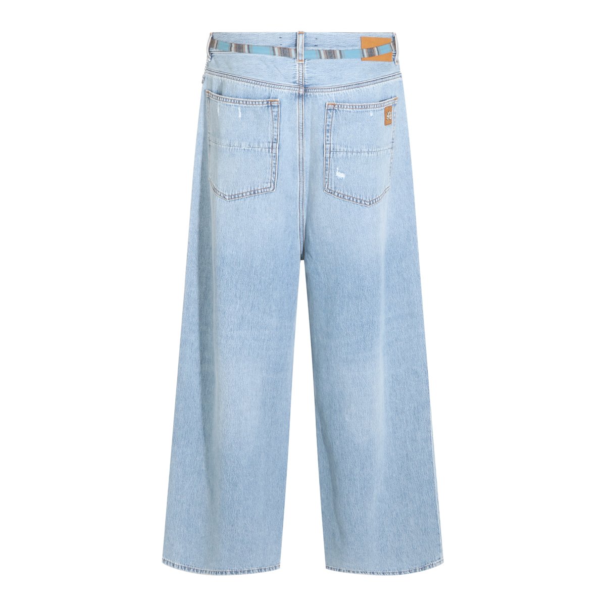 Light Blue Wide-Leg Jeans with Distressed Details