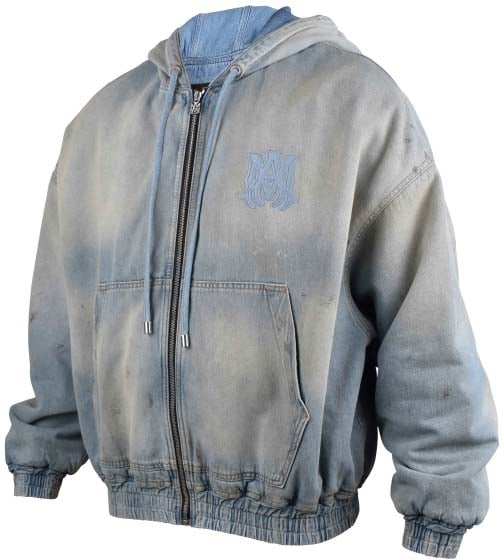 AMIRI MA Denim Zip Jacket - Size: L