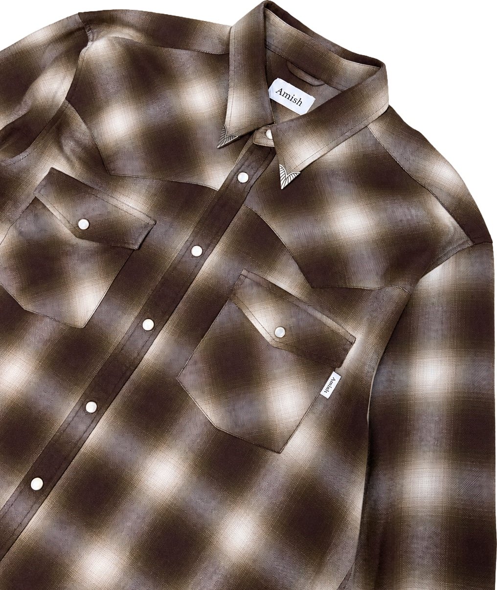 Camicia Texaco Hombre Plaid Washed Marrone