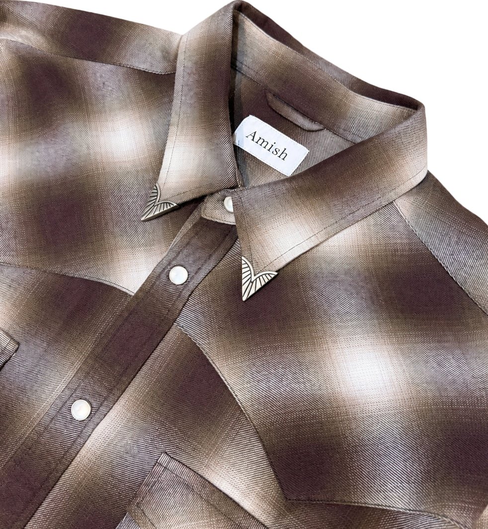 Camicia Texaco Hombre Plaid Washed Marrone