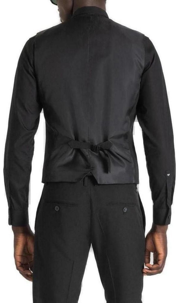 Antony Morato Black Polyester Waistcoat
