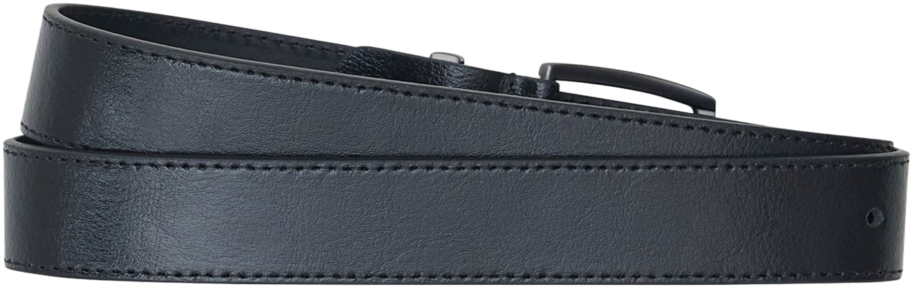 Black h.30 calf leather belt with buckle