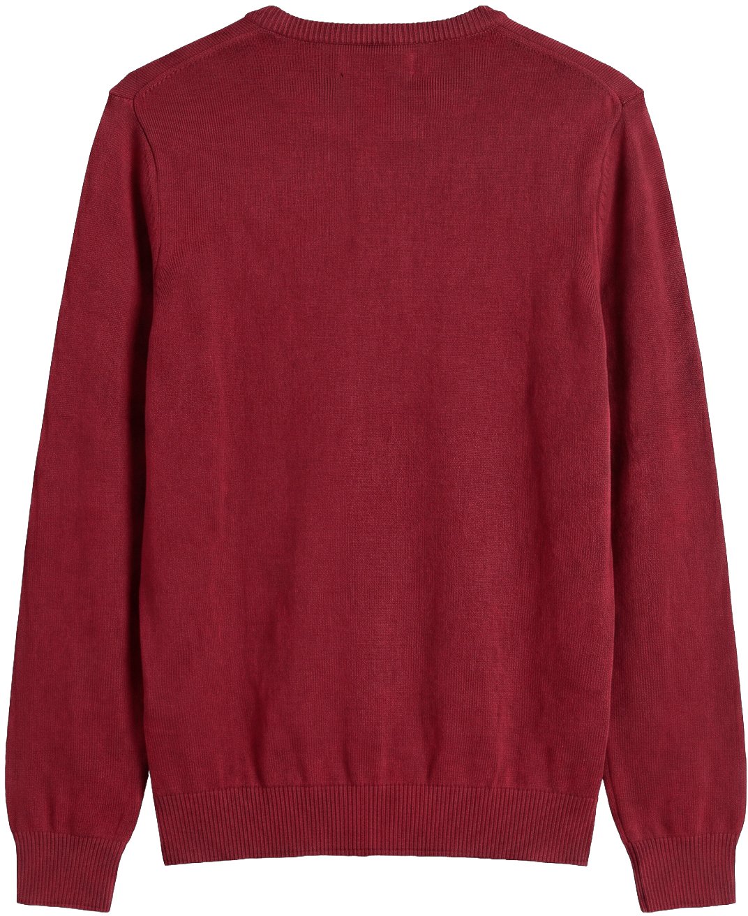Wine regular-fit crew-neck sweater in soft cotton with logo on metal badge