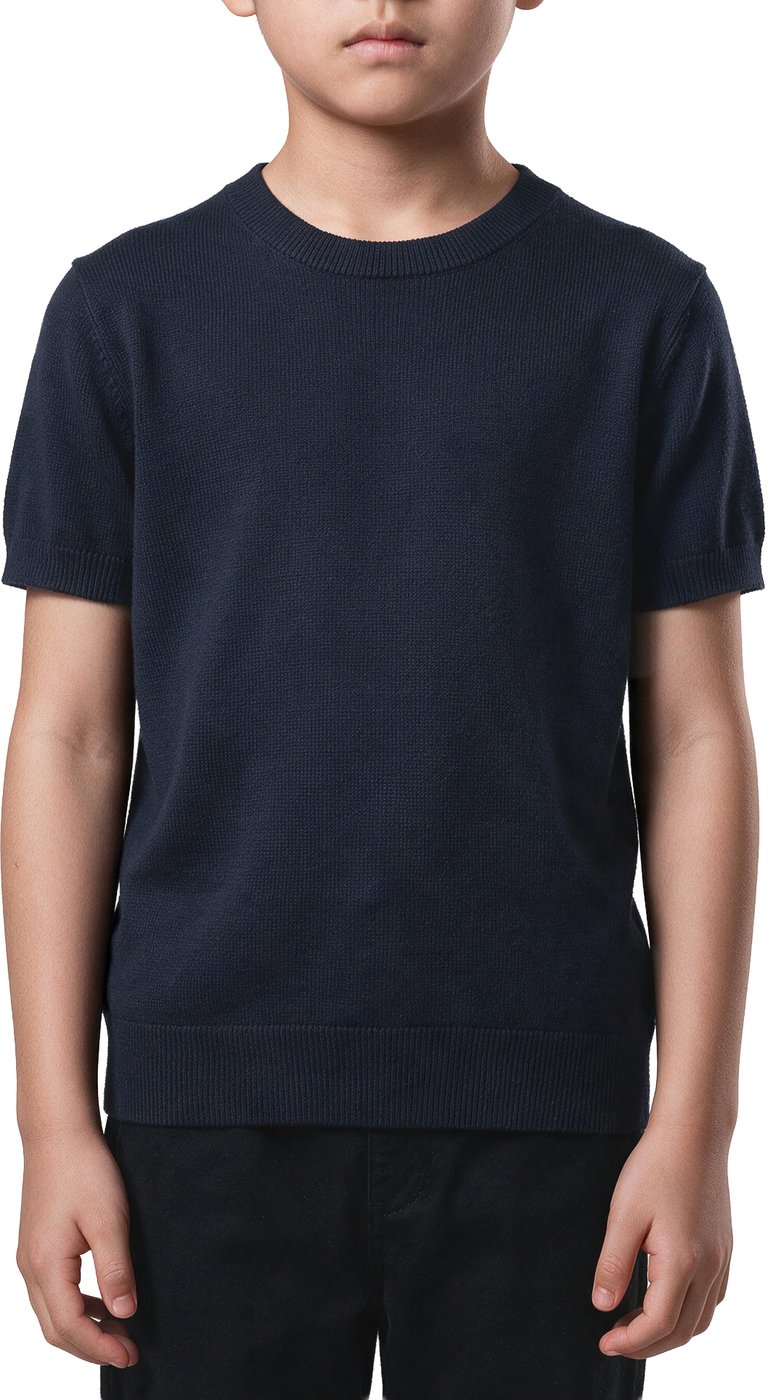 Marine regular-fit short-sleeve crew-neck sweater in super-fine viscose