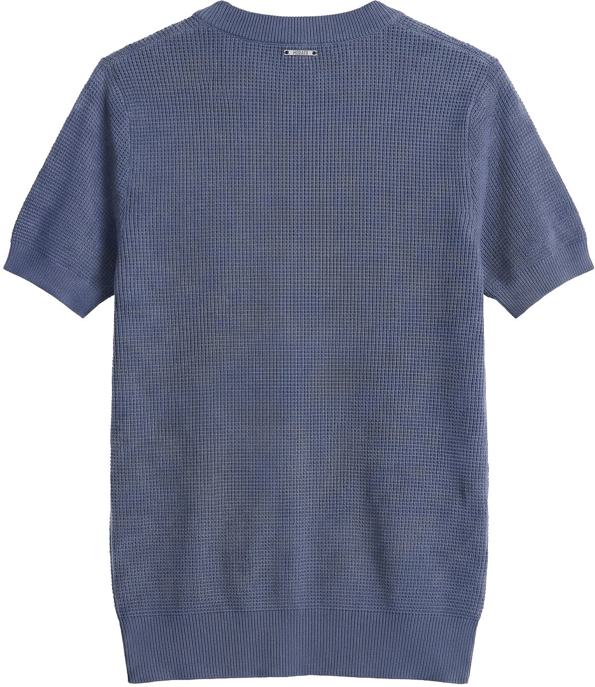 Indigo regular-fit short-sleeve crew-neck sweater in super-fine viscose