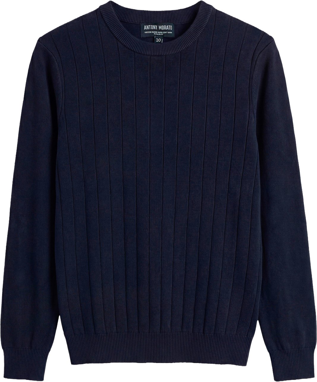 Marine regular-fit long-sleeve crew-neck sweater in viscose