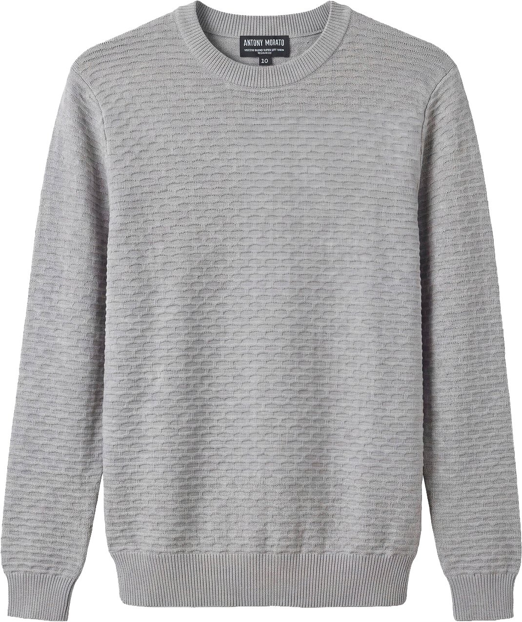 Stone regular-fit long-sleeve crew-neck sweater in viscose with jacquard motif