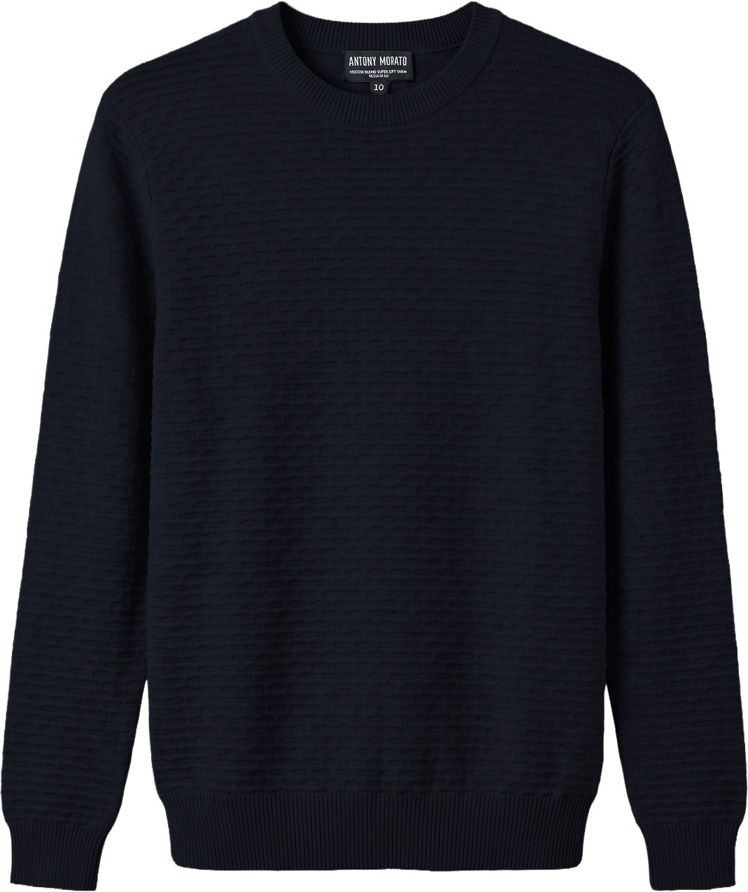 Marine regular-fit long-sleeve crew-neck sweater in viscose with jacquard motif