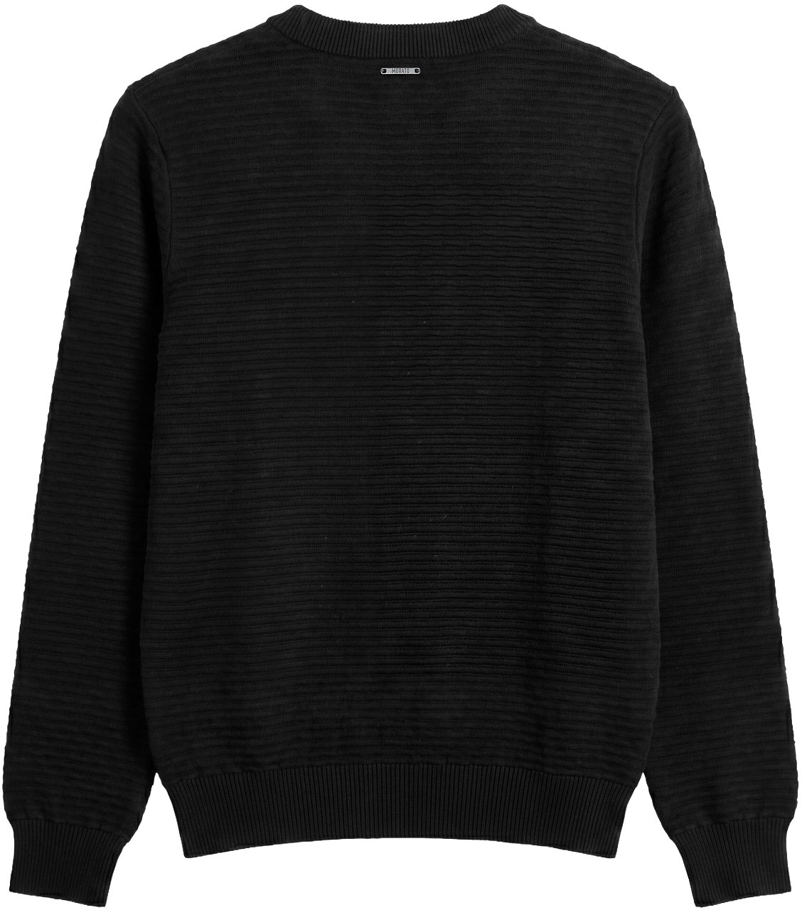 Black regular-fit long-sleeve crew-neck sweater in viscose with jacquard motif