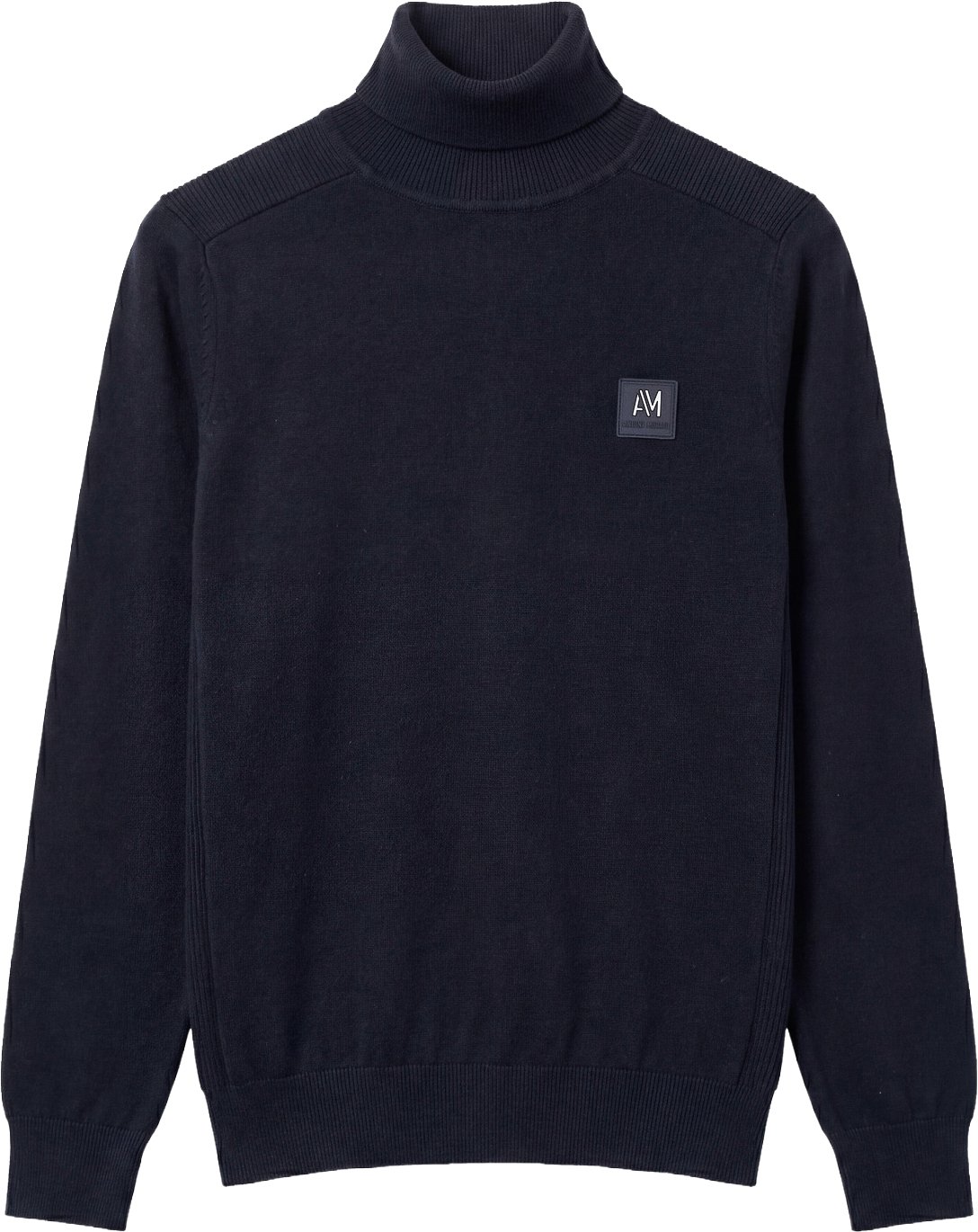 Marine regular-fit long-sleeve turtleneck sweater in viscose with metal logo on rubber patch