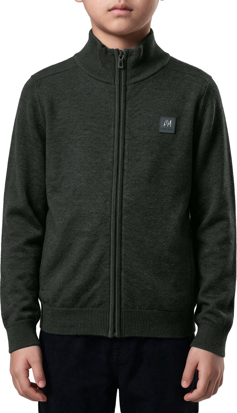 Forest green regular-fit sweater in viscose with metal logo on rubber patch