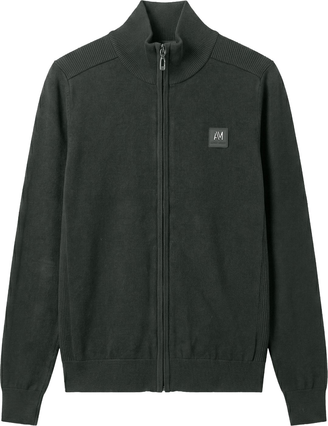 Forest green regular-fit sweater in viscose with metal logo on rubber patch