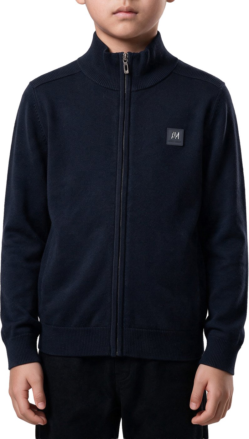 Marine regular-fit sweater in viscose with metal logo on rubber patch
