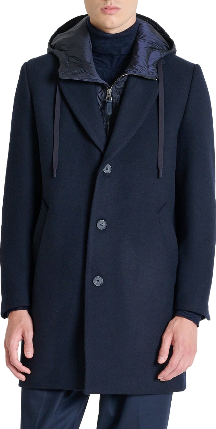 COAT MALCOM REGULAR FIT IN WOOL BLEND FABRIC WITH DETACHABLE PART IN NYLON SHIOZE FABRIC