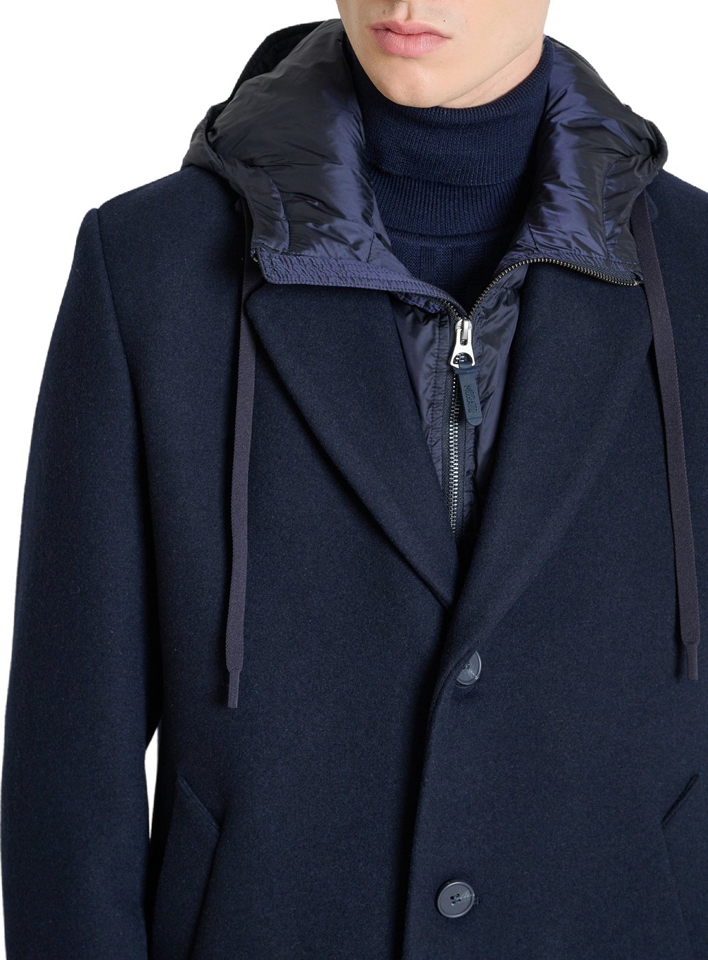 COAT MALCOM REGULAR FIT IN WOOL BLEND FABRIC WITH DETACHABLE PART IN NYLON SHIOZE FABRIC