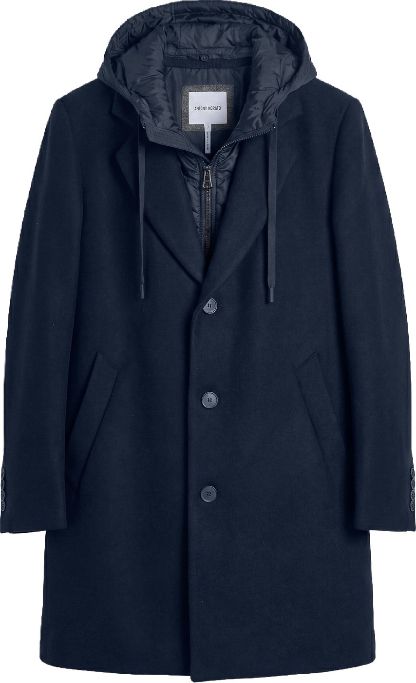COAT MALCOM REGULAR FIT IN WOOL BLEND FABRIC WITH DETACHABLE PART IN NYLON SHIOZE FABRIC