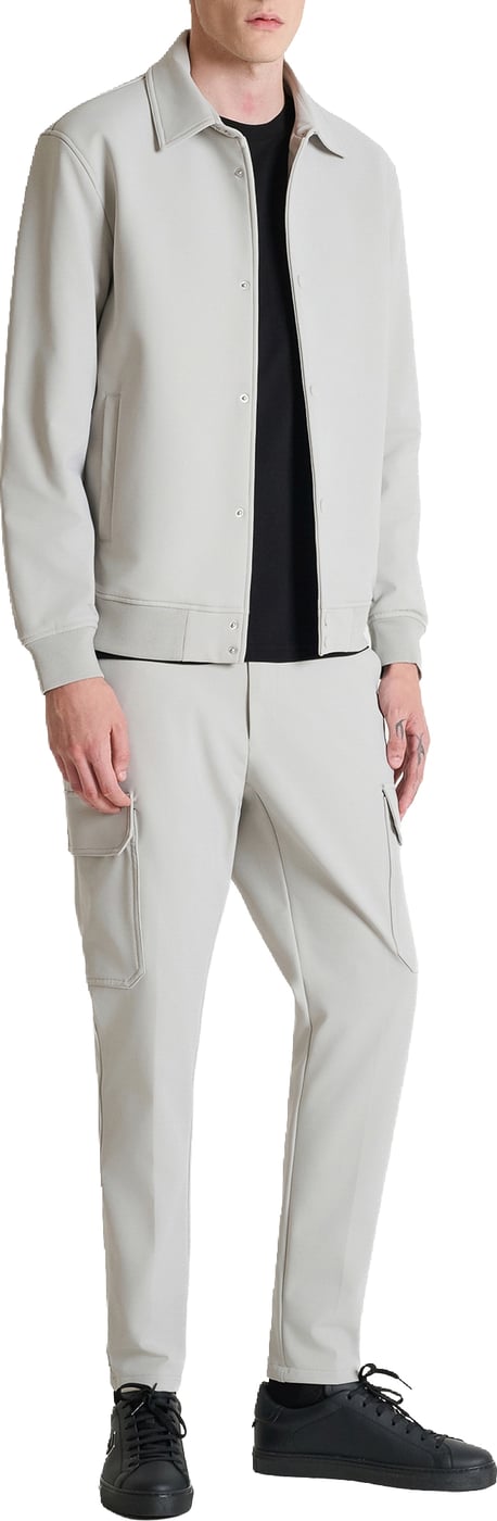 Stone regular-fit coat in bi-stretch fabric with logo on metal badge