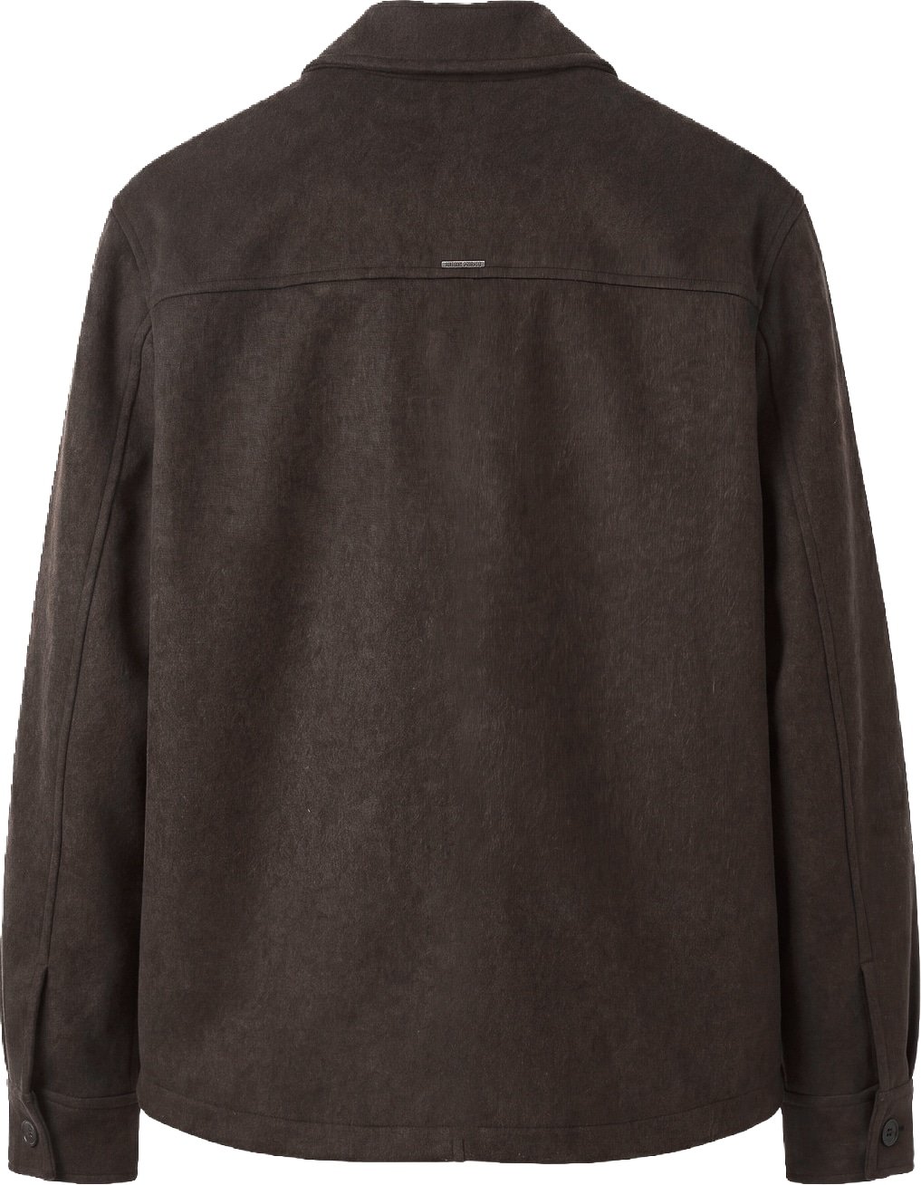Coffee relaxed-fit coat in melton wool with logo on metal badge