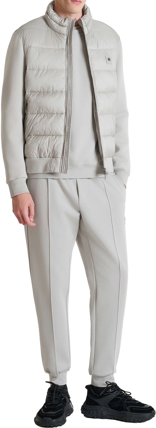 COAT SLIM FIT IN ECOPADDED NYLON SHIOZE FABRIC WITH STRETCH SCUBA VISCOSE BLEND AS CONTRAST