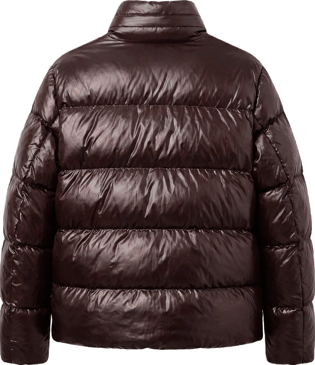 Coffee relaxed-fit coat in shiny-finish nylon