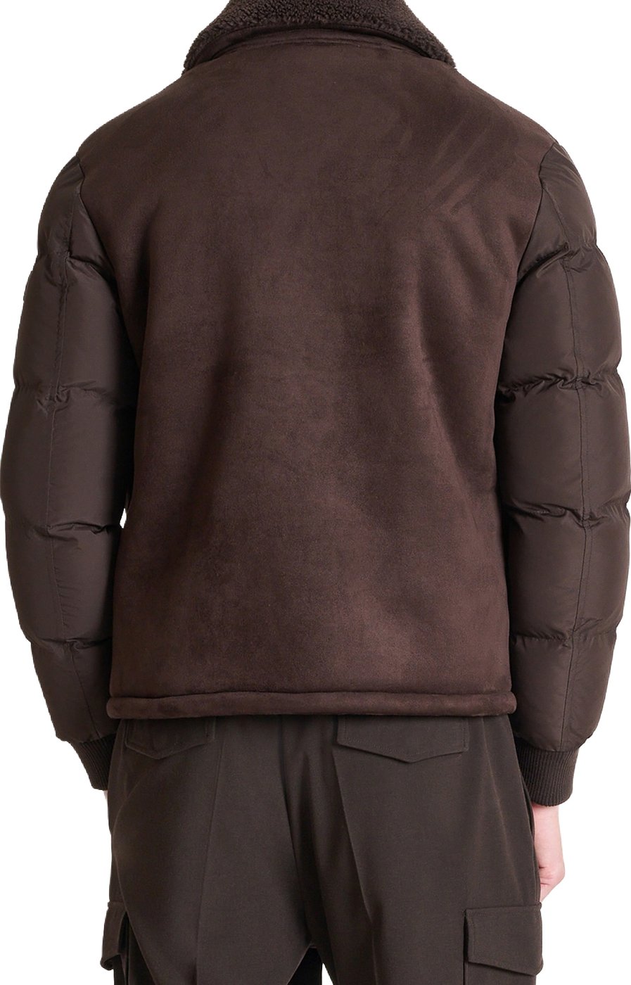 Coffee regular-fit coat in faux fur with padded techno-fabric sleeves