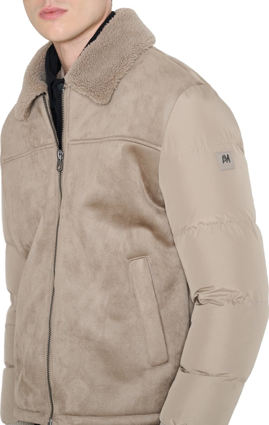 Grit regular-fit coat in faux fur with padded techno-fabric sleeves
