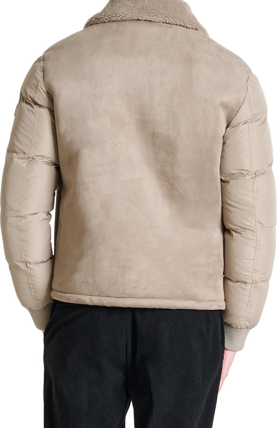 Grit regular-fit coat in faux fur with padded techno-fabric sleeves