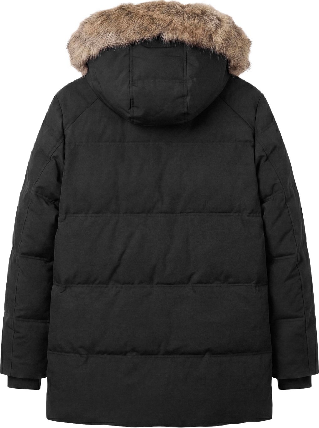 Black relaxed-fit coat in waterproof techno fabric with logo on rubber patch
