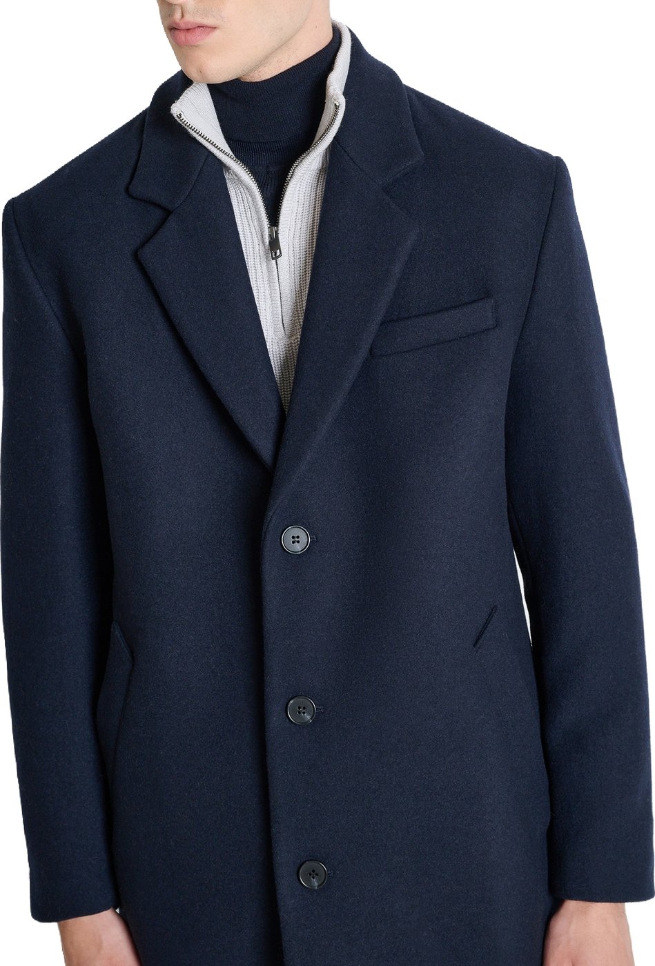 "Dustin" marine relaxed-fit coat in double-face wool blend