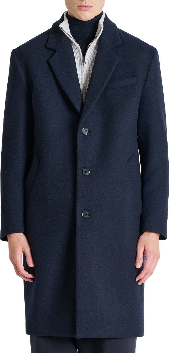 "Dustin" marine relaxed-fit coat in double-face wool blend
