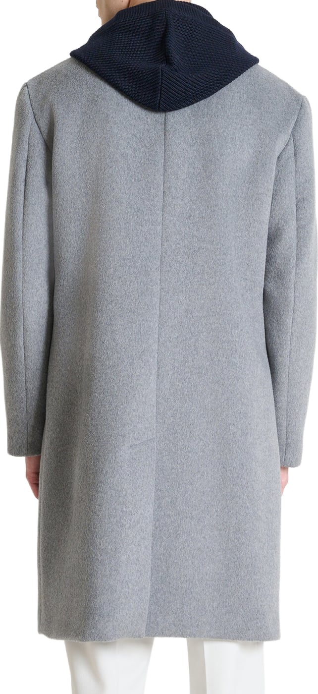 "Dustin" medium grey melange relaxed-fit coat in melton wool