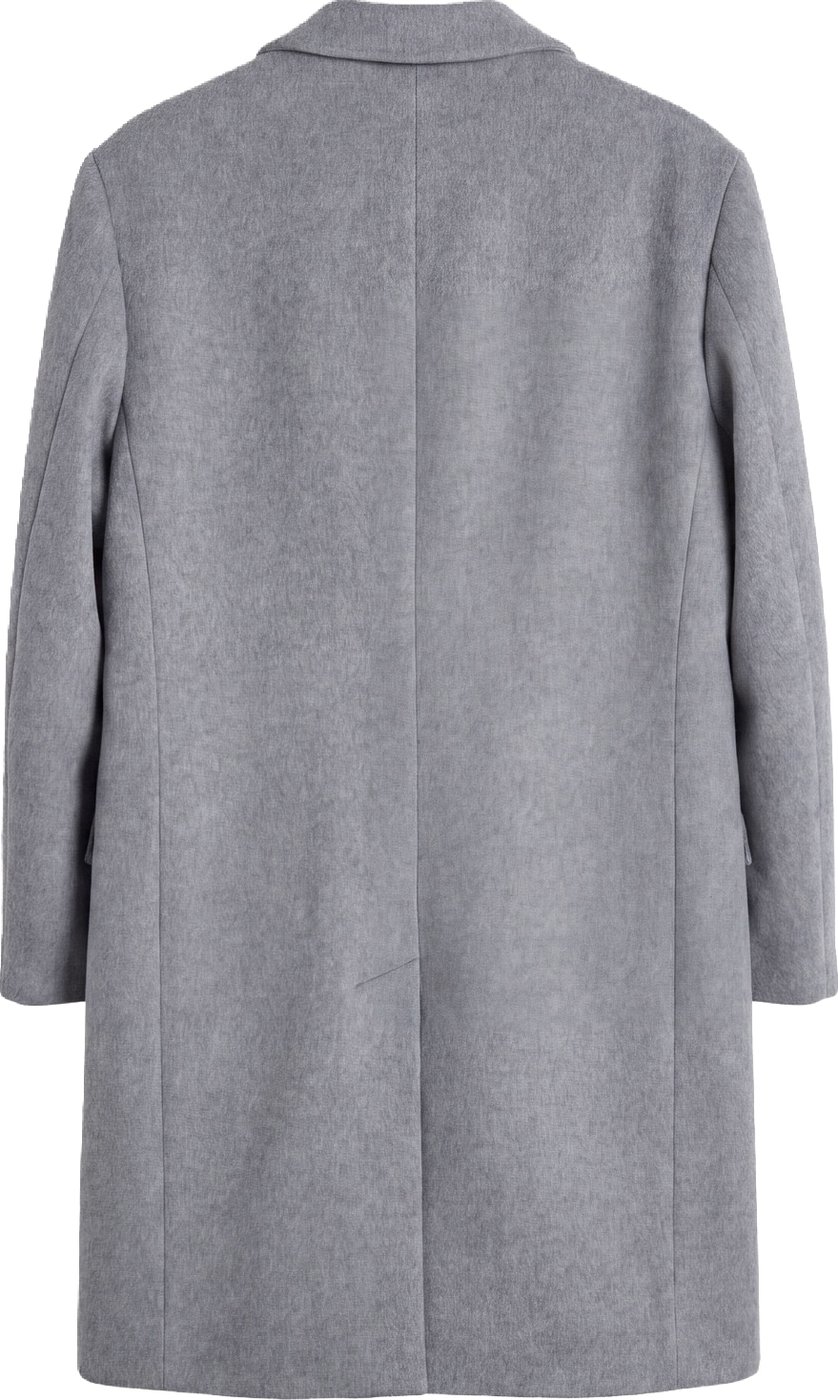 "Dustin" medium grey melange relaxed-fit coat in melton wool