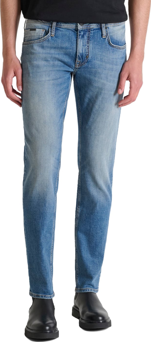 JEANS OZZY TAPERED FIT IN STRETCH BLUE DENIM AUTHENTIC LOOK