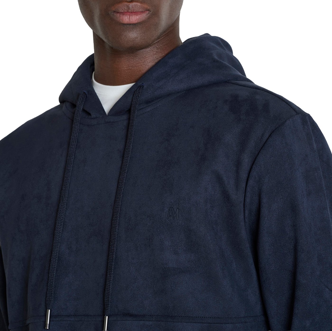 Marine relaxed-fit hoodie in suede-effect fabric with foam logo print