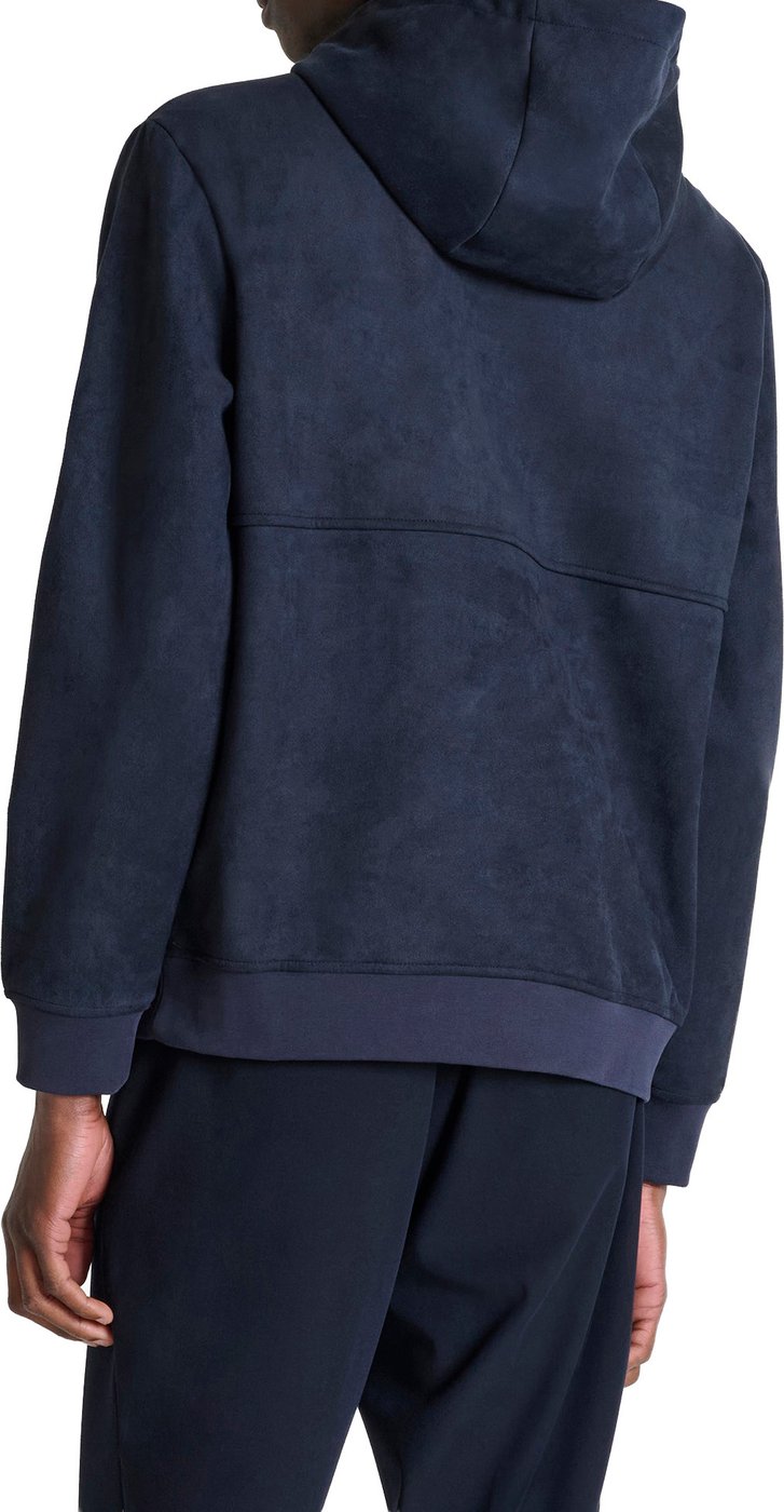 Marine relaxed-fit hoodie in suede-effect fabric with foam logo print