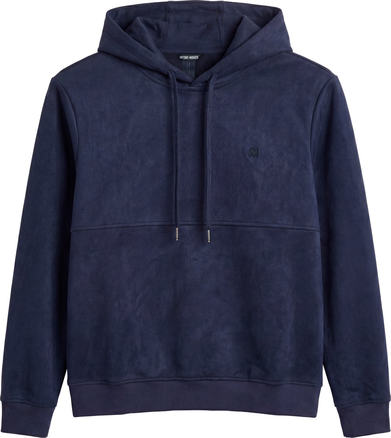 Marine relaxed-fit hoodie in suede-effect fabric with foam logo print