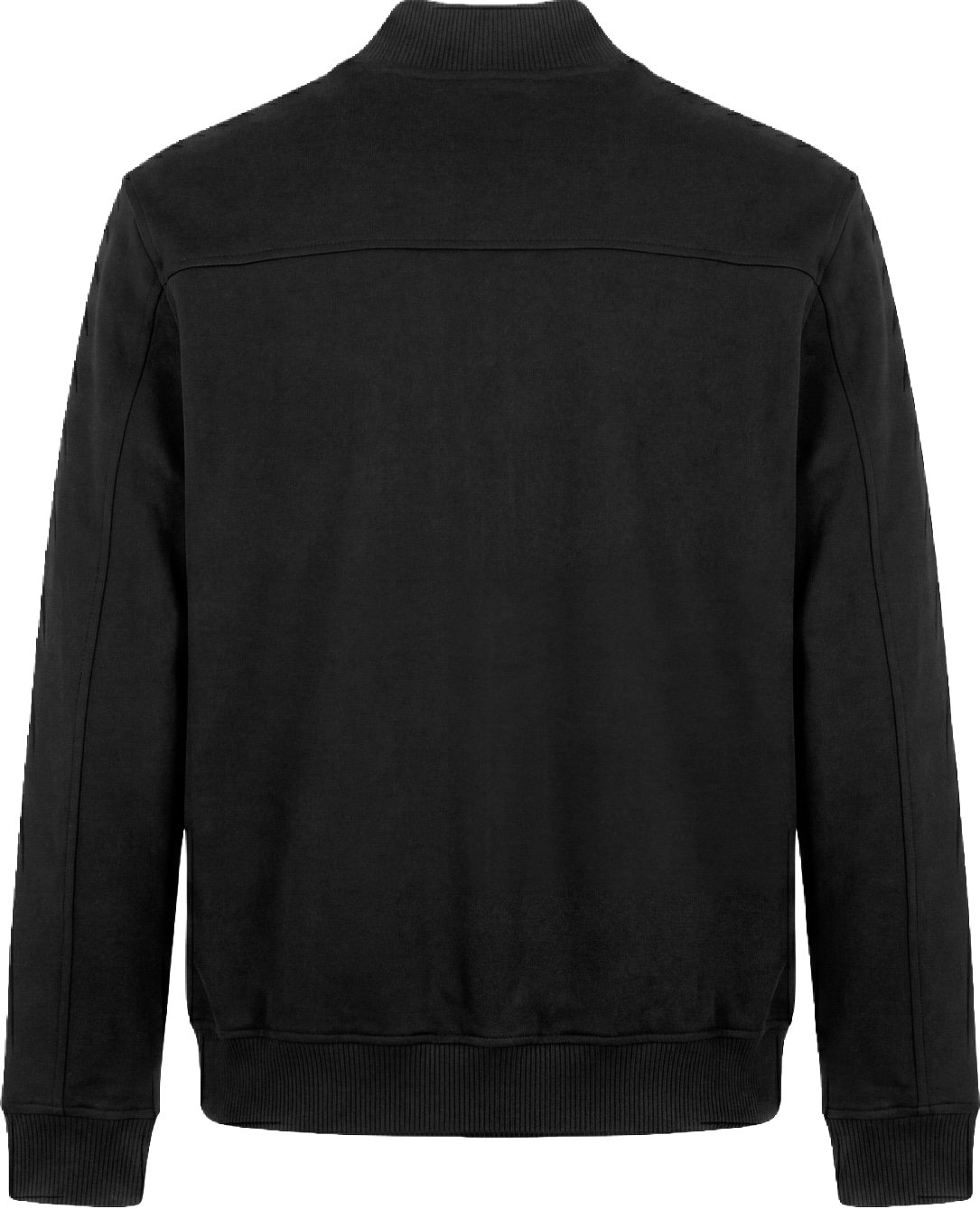 Black regular-fit zip-up fleece with faux leather pockets and silver logo print